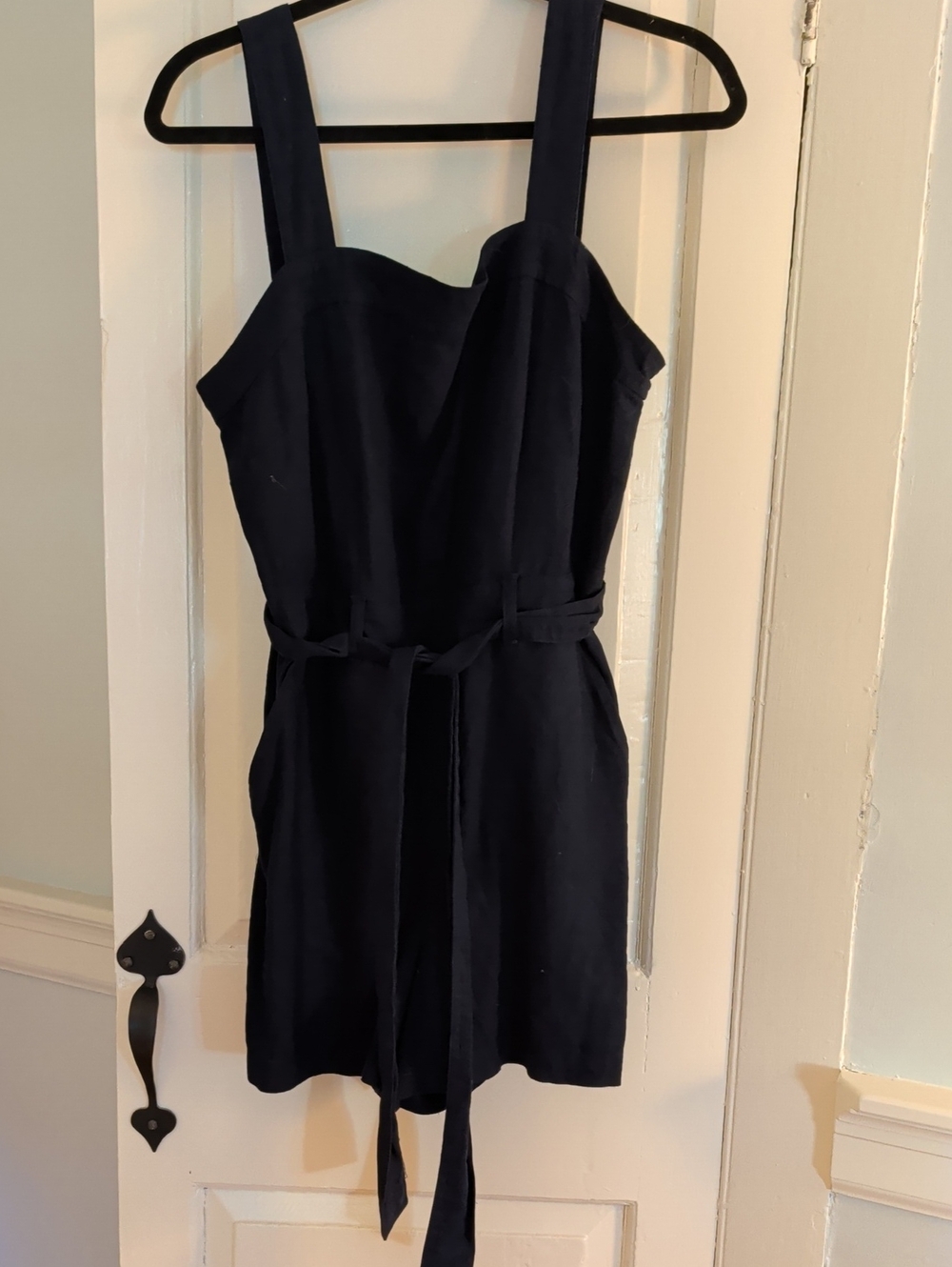 Women's Navy Belted Romper